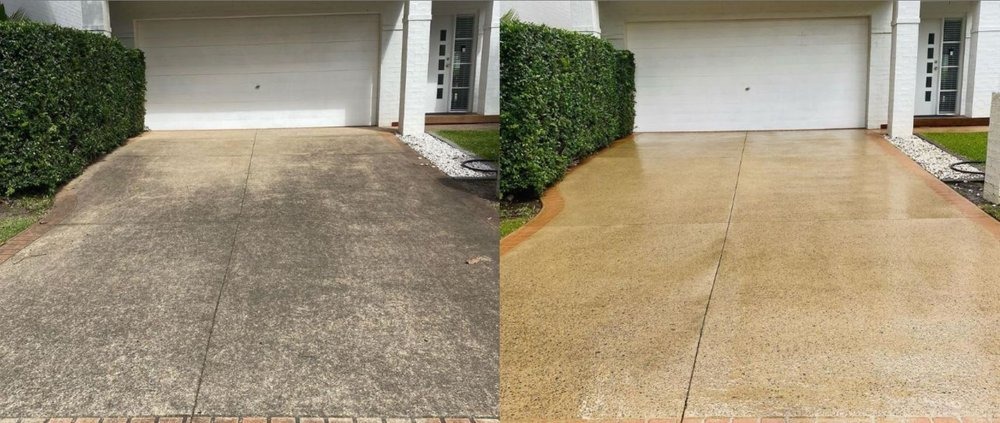 Concrete drive and walkway